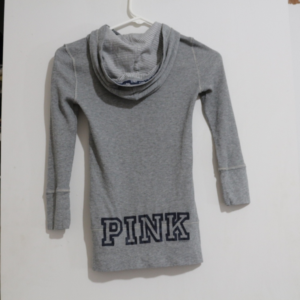 Gray PINK Victoria's Secret button down shirt XS